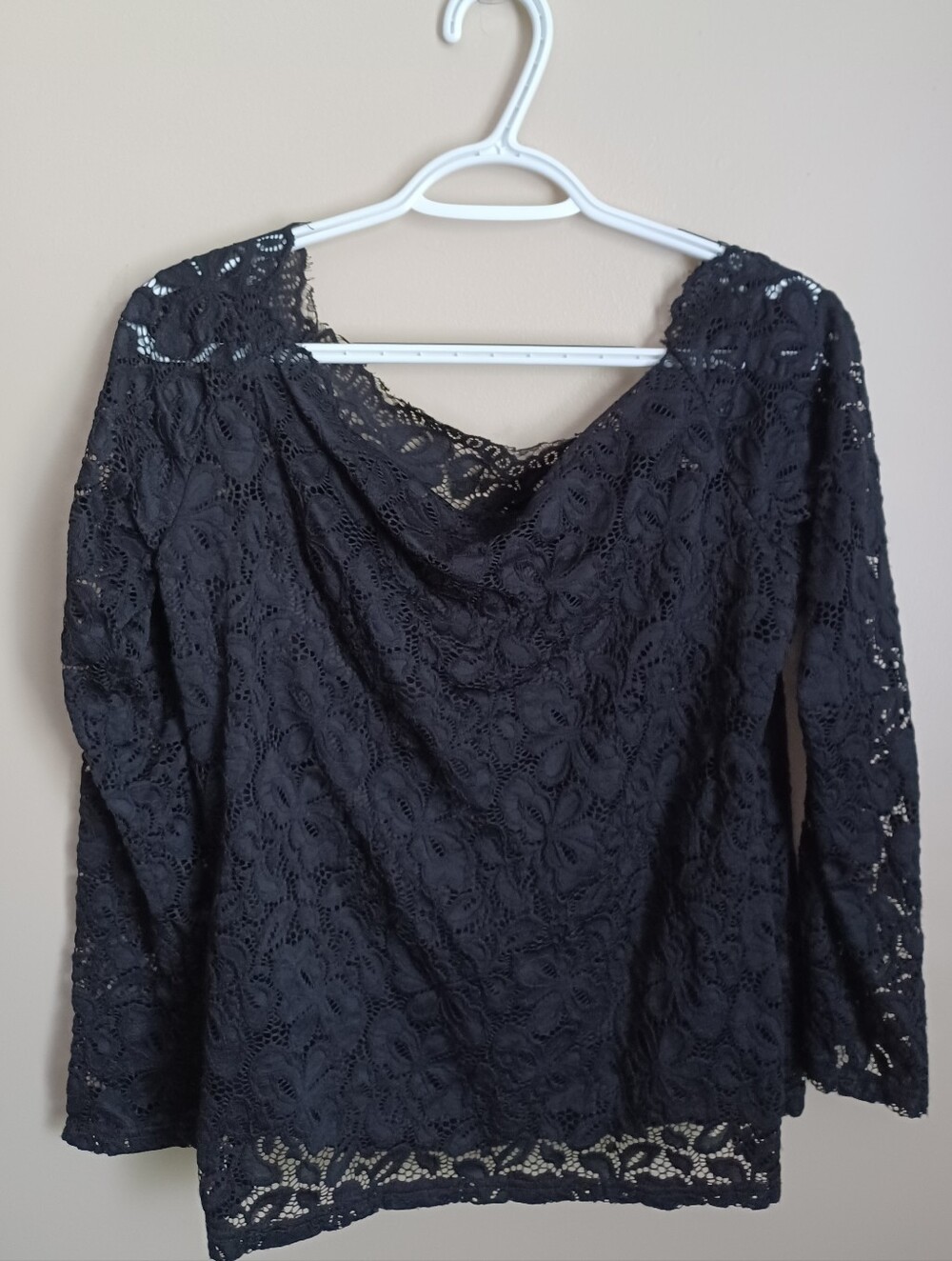 Women's Size US 14 Black Lace Zanzea Collection‎ Blouse Shirt Long Sleeve Top